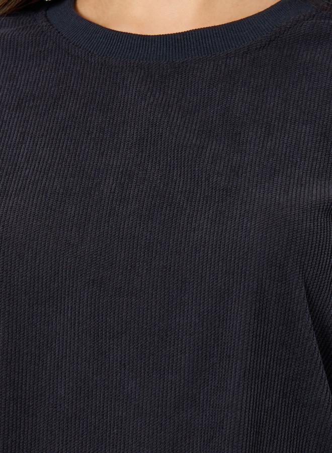 Styli Women Dark Blue Textured Top and Joggers Co-Ords - Image 3